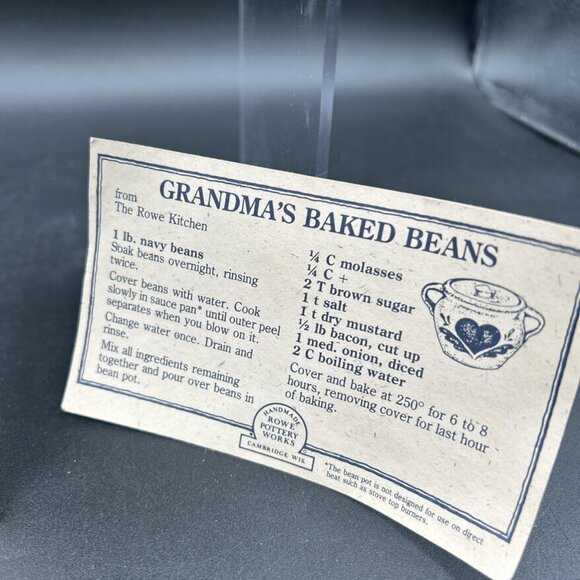 Rowe Pottery Works Cow Stoneware Salt-Glazed Crock 1965 Blue Grey, Bean Pot - Picture 4 of 11